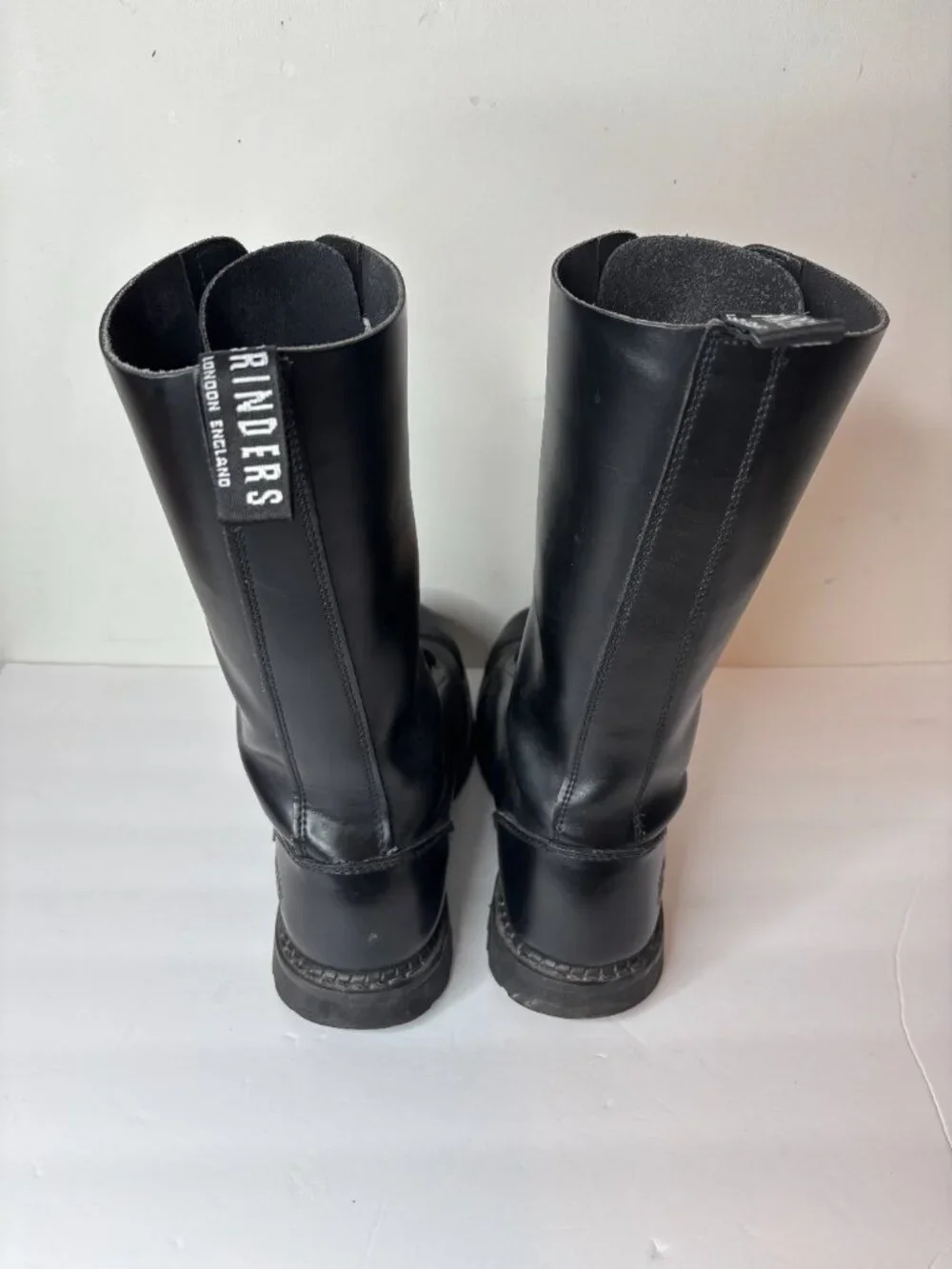 VTG Grinders King Black Leather 20 Eye Steel Toe Boots UK 11 US 12 Combat Punk